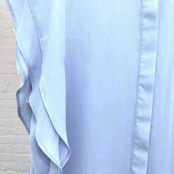 ASOS Baby Blue Ruffle Mock Neck Blouse Size 6 - Picture 6 of 10